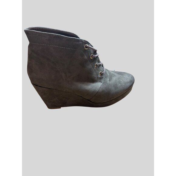 Just Fab Women's Wedge Heel Lace-Up Suede Ankle Boots Sz 10 - Picture 4 of 7